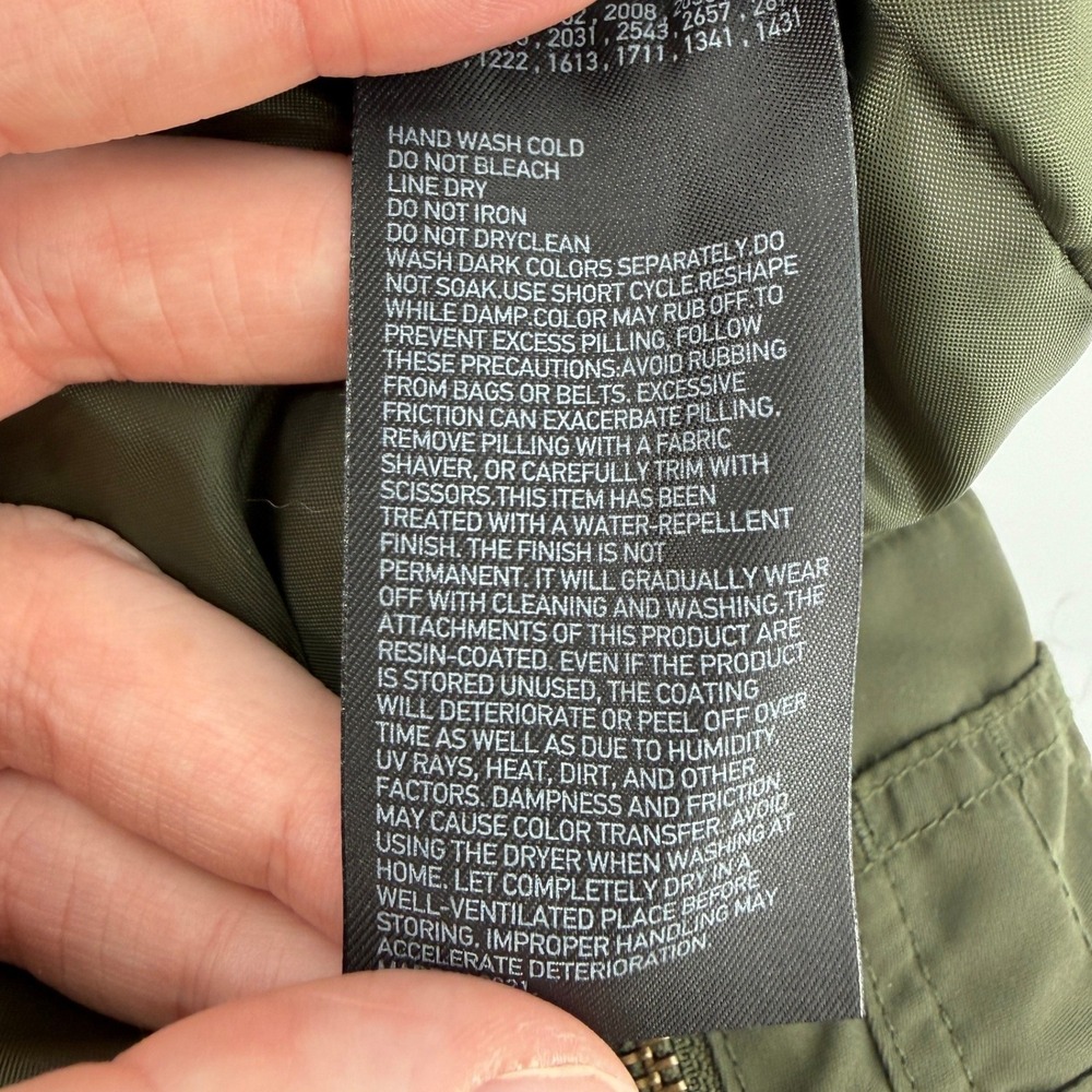 Uniqlo MA-1 Bomber Jacket Olive Green Men S Nylon Ribbed Collar Full Zip Pocket - Picture 6 of 7